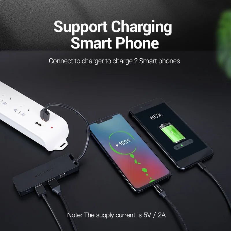 HUB USB 3.0 HUB USB 2.0 ADAPTATEUR MULTI-USB RÉPARTITEUR 4 PORTS HAUTE VITESSE AVEC PORT DE CHARGE MICRO USB