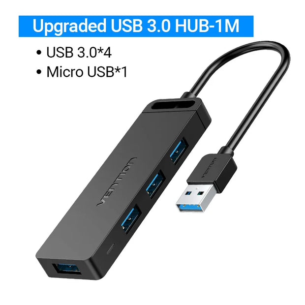 HUB USB 3.0 HUB USB 2.0 ADAPTATEUR MULTI-USB RÉPARTITEUR 4 PORTS HAUTE VITESSE AVEC PORT DE CHARGE MICRO USB