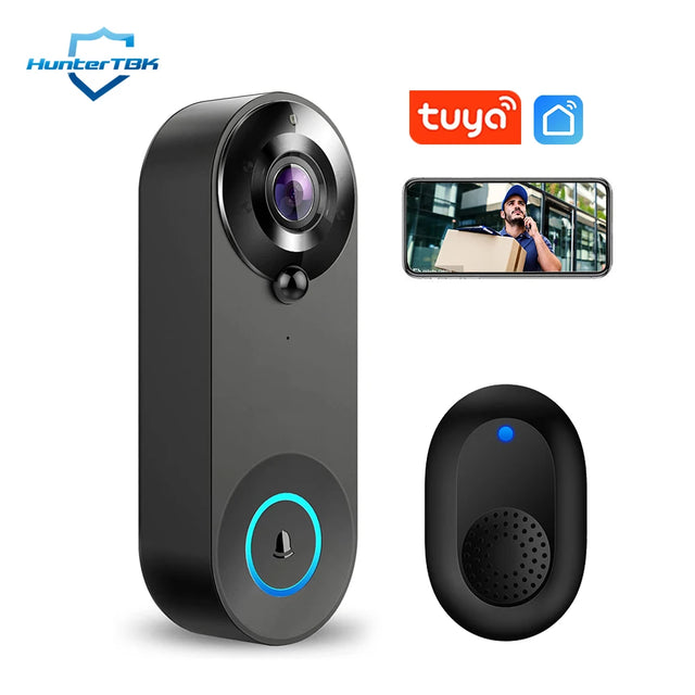 CAMÉRA DE SONNETTE VIDÉO SANS FIL 1080P SÉCURITÉ INTELLIGENTE POUR MAISON DÉTECTION DE MOUVEMENT VISION NOCTURNE INTERPHONE SONNETTE