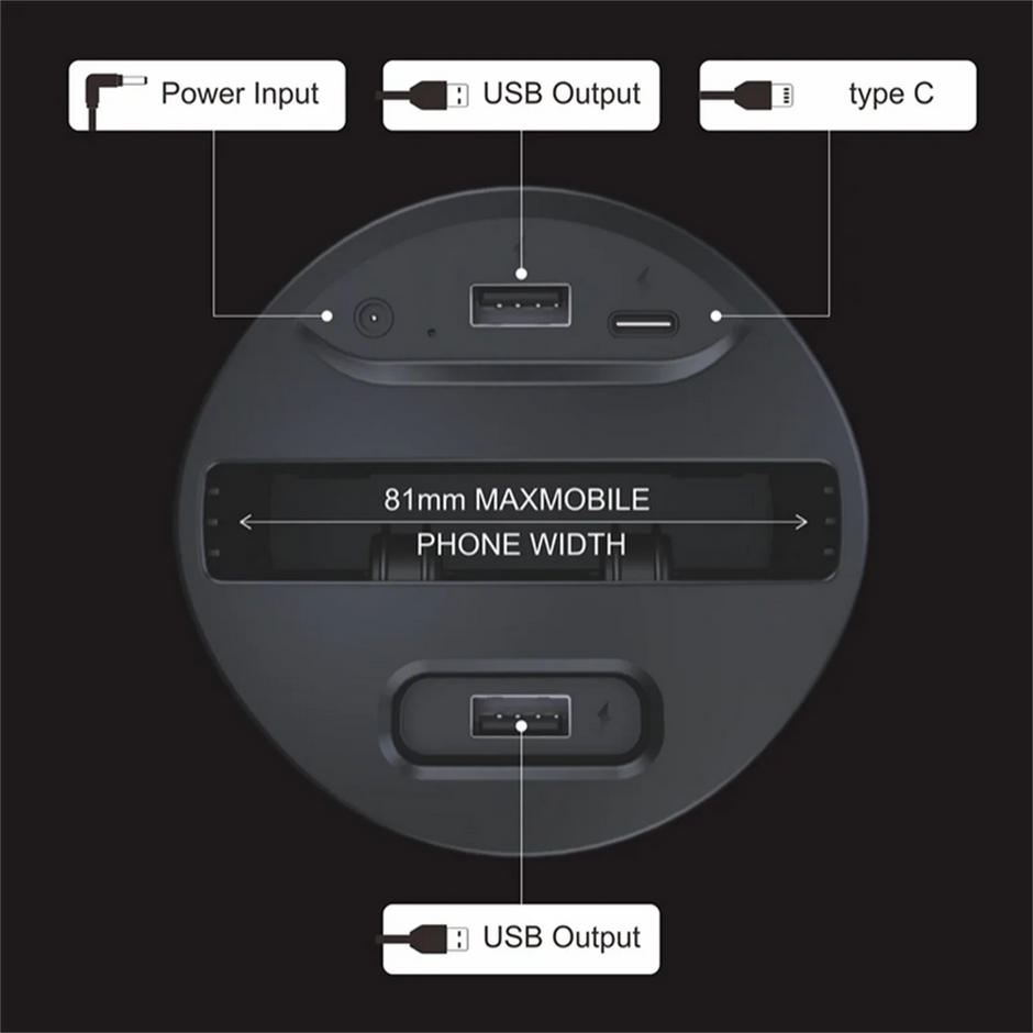 CHARGEUR SANS FIL POUR TÉLÉPHONE PORTABLE AVEC PORTE-GOBELET – ACCESSOIRE DE VOITURE DC12V 5A