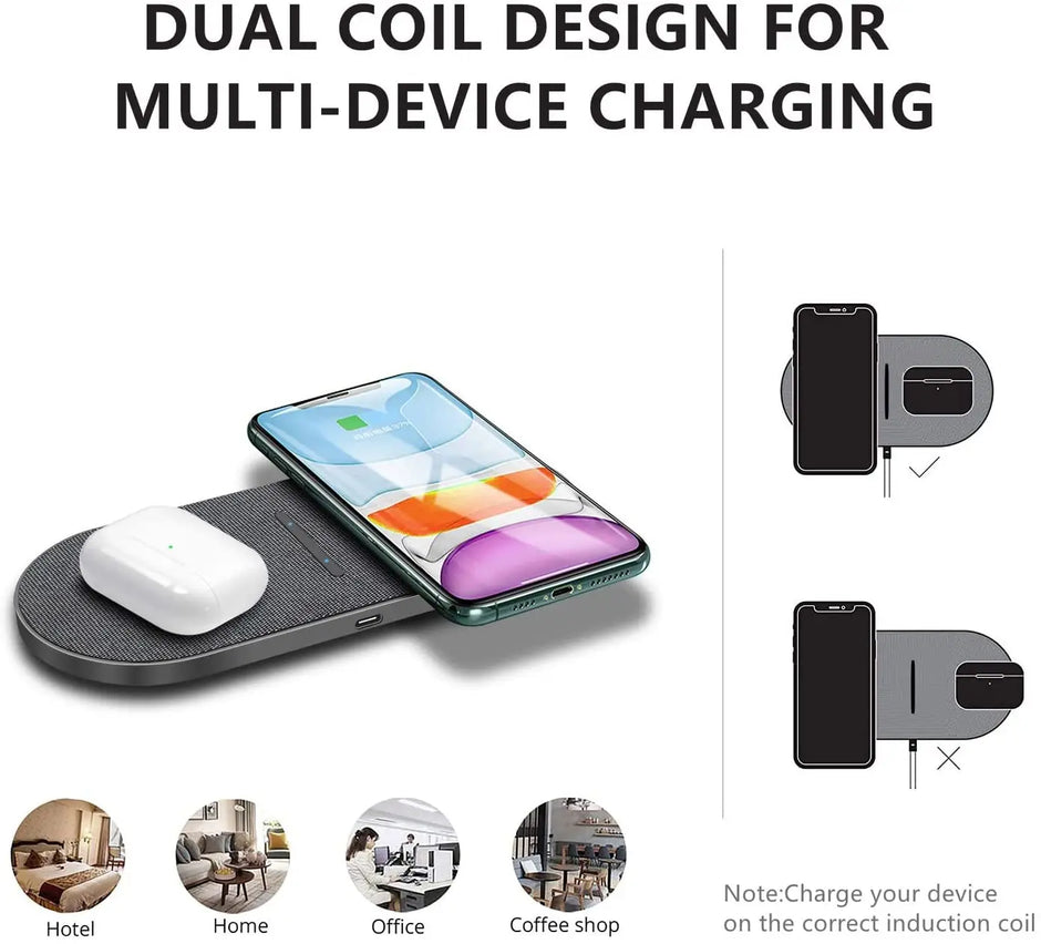 STATION DE CHARGE SANS FIL 2 EN 1 40W TAPIS DE CHARGE RAPIDE DOUBLE