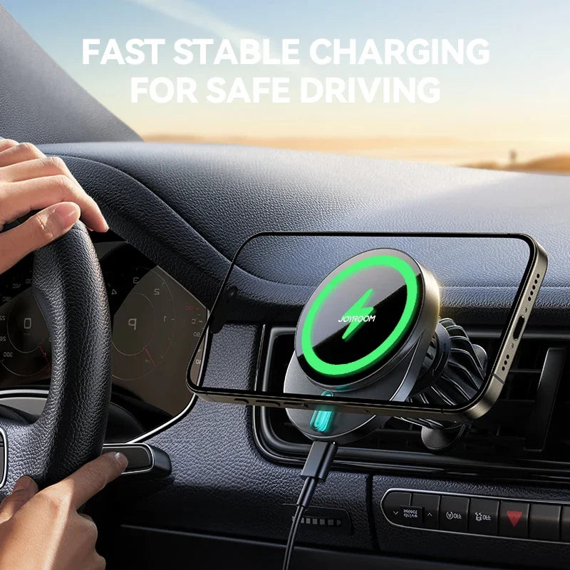 SUPPORT DE TÉLÉPHONE POUR VOITURE AVEC CHARGE SANS FIL 15W MONTURE MAGNÉTIQUE CHARGEUR DE VOITURE POUR GRILLE D’AÉRATION