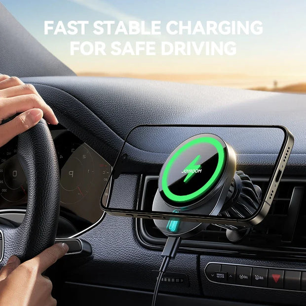 SUPPORT DE TÉLÉPHONE POUR VOITURE AVEC CHARGE SANS FIL 15W MONTURE MAGNÉTIQUE CHARGEUR DE VOITURE POUR GRILLE D’AÉRATION