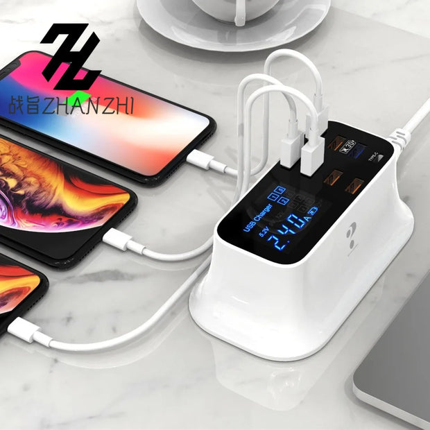 TÊTE DE CHARGE RAPIDE USB MULTI-PORT QC POUR TÉLÉPHONE MOBILE