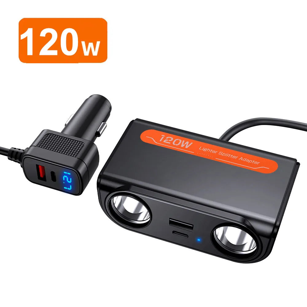 ADAPTATEUR CHARGE RAPIDE VOITURE 9 EN 1 AVEC 3 PRISES PD INDÉPENDANTES ET RÉPARTITEUR D’ALLUME-CIGARE