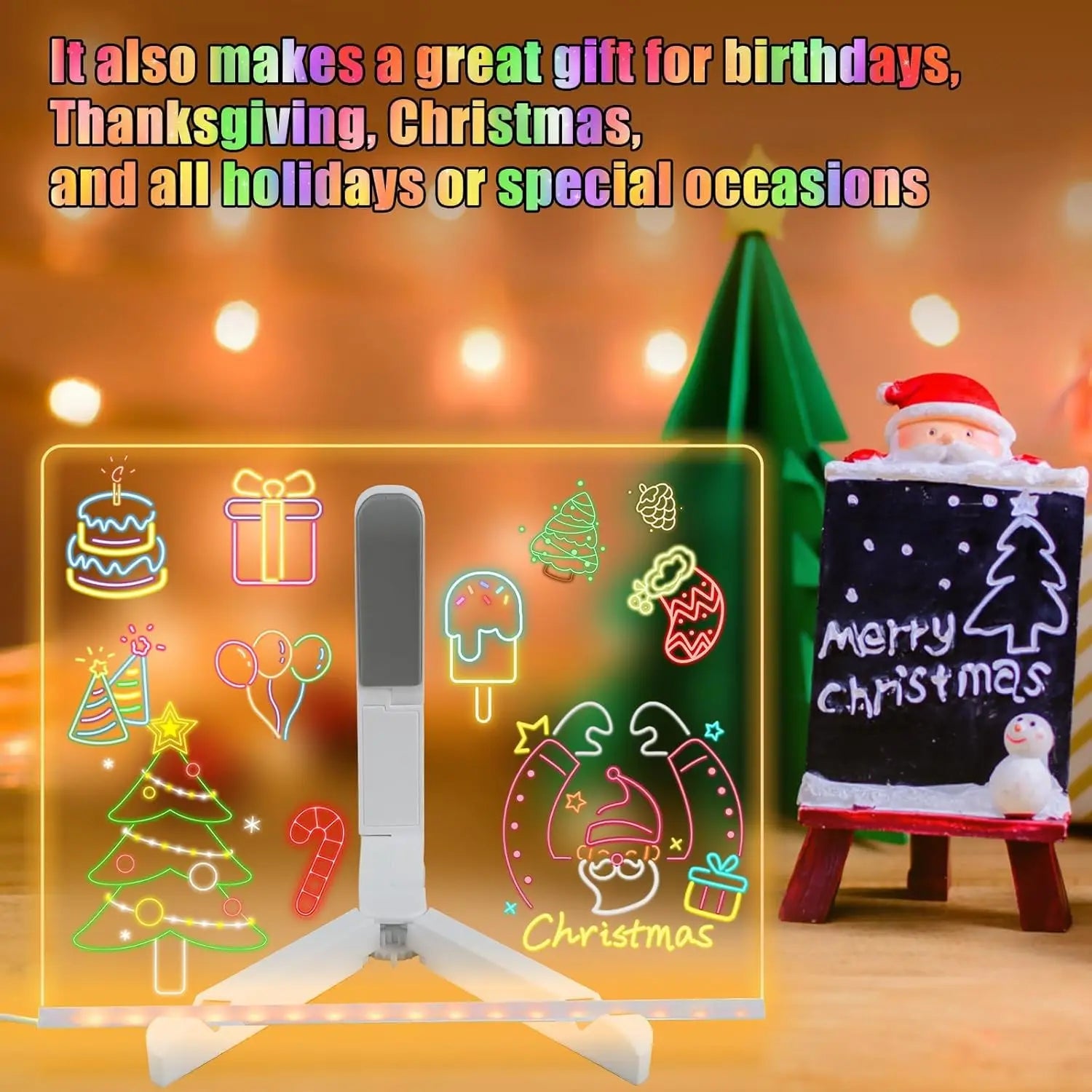 TABLEAU LUMINEUX LED POUR ENFANTS AVEC VEILLEUSE ET STYLOS COLORÉS 7 COULEURS EN ACRYLIQUE DIY