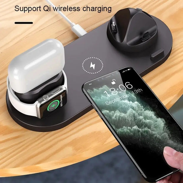 SUPPORT DE CHARGE SANS FIL 6 EN 1 STATION DE CHARGE RAPIDE