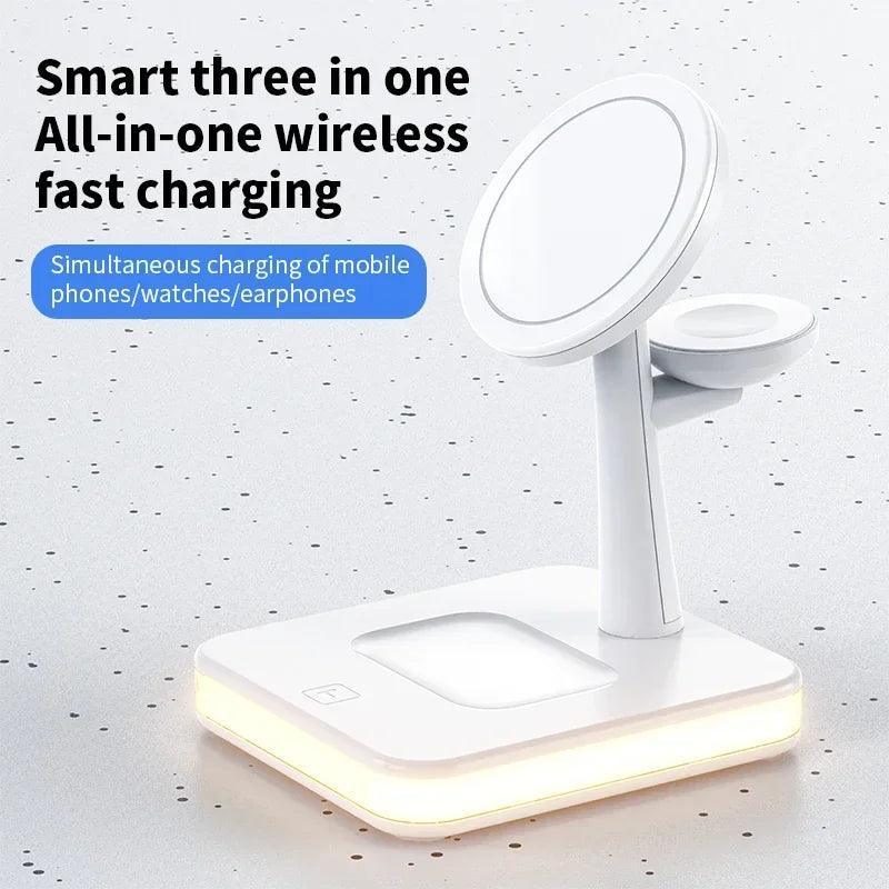 SUPPORT DE CHARGEURS RAPIDES SANS FIL MAGNÉTIQUES 30W 3 EN 1