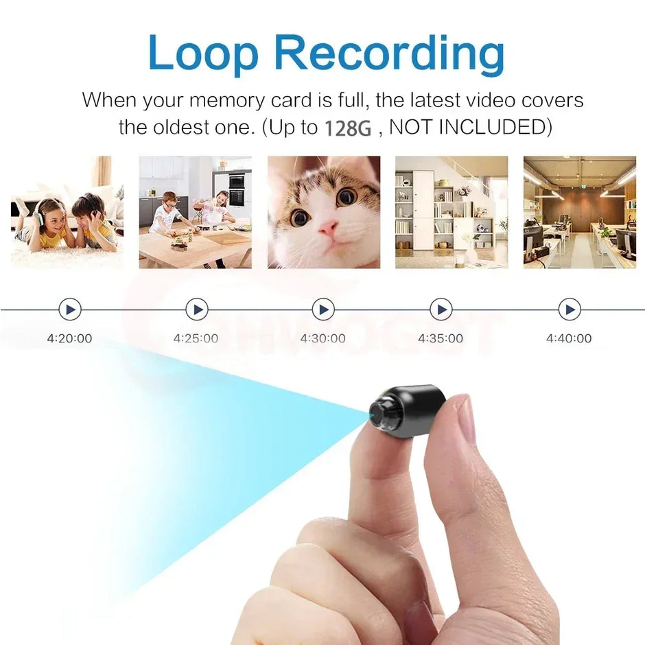 CAMÉRA MINI WIFI 1080P HD SÉCURITÉ INTÉRIEURE GRAND ANGLE PETITE CAMÉRA VISION NOCTURNE SURVEILLANCE MOUVEMENT MICROPHONE MONITEUR BÉBÉ