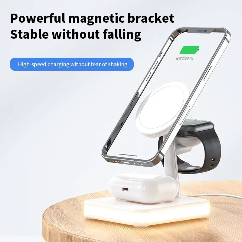 SUPPORT DE CHARGEURS RAPIDES SANS FIL MAGNÉTIQUES 30W 3 EN 1