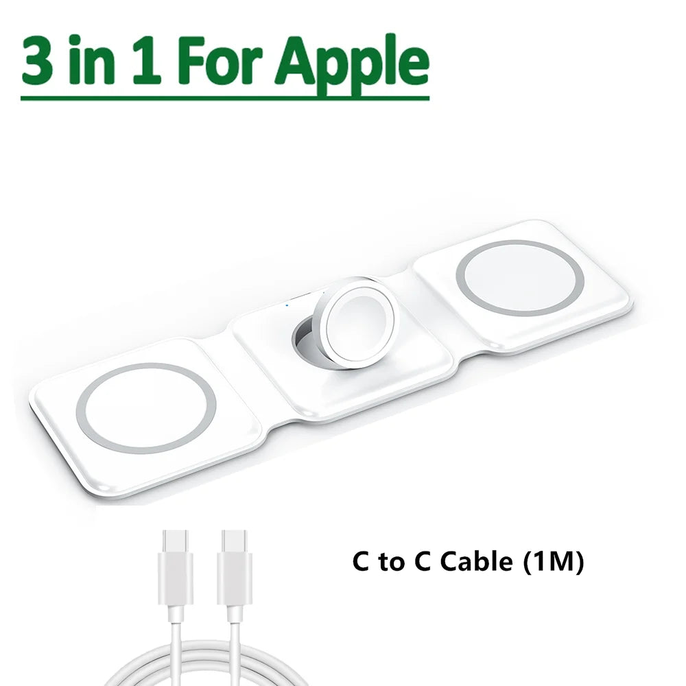 STATION DE CHARGE SANS FIL MAGNÉTIQUE 3 EN 1 POUR IPHONE APPLE WATCH AIRPODS