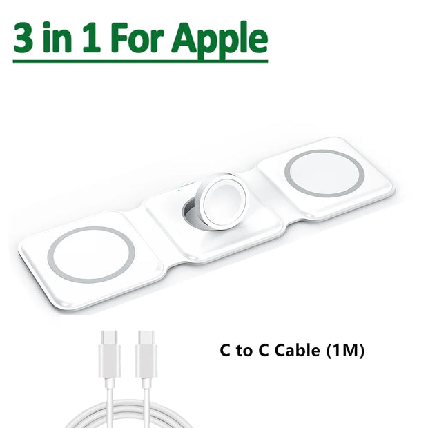 STATION DE CHARGE SANS FIL MAGNÉTIQUE 3 EN 1 POUR IPHONE APPLE WATCH AIRPODS