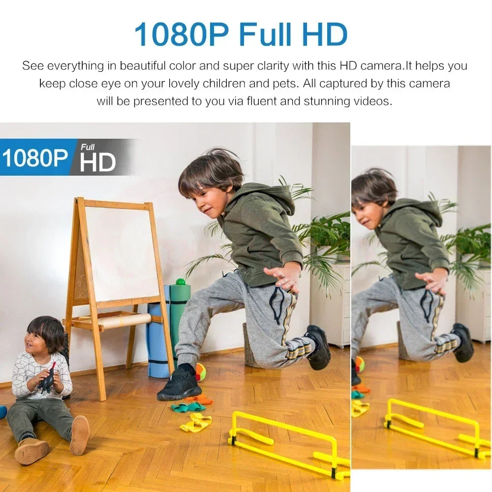 CAMÉRA MINI WIFI 1080P HD SÉCURITÉ INTÉRIEURE GRAND ANGLE PETITE CAMÉRA VISION NOCTURNE SURVEILLANCE MOUVEMENT MICROPHONE MONITEUR BÉBÉ