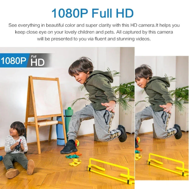 CAMÉRA MINI WIFI 1080P HD SÉCURITÉ INTÉRIEURE GRAND ANGLE PETITE CAMÉRA VISION NOCTURNE SURVEILLANCE MOUVEMENT MICROPHONE MONITEUR BÉBÉ