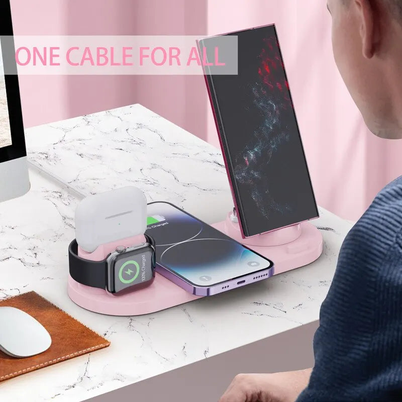 SUPPORT DE CHARGE SANS FIL 6 EN 1 STATION DE CHARGE RAPIDE