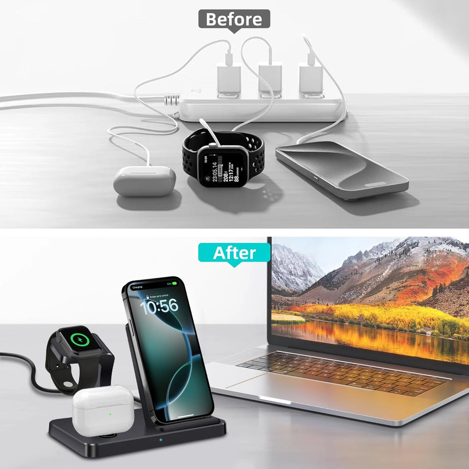 SUPPORT DE CHARGEUR SANS FIL 3 EN 1 STATION DE CHARGE RAPIDE