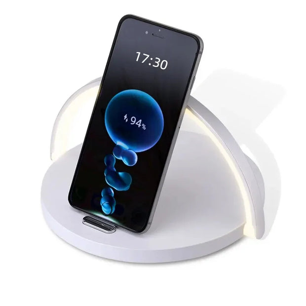 STATION DE CHARGE SANS FIL MULTIFONCTION AVEC SUPPORT TAPIS LAMPE DE BUREAU LED LAMPE DE NUIT TACTILE 10W CHARGE RAPIDE