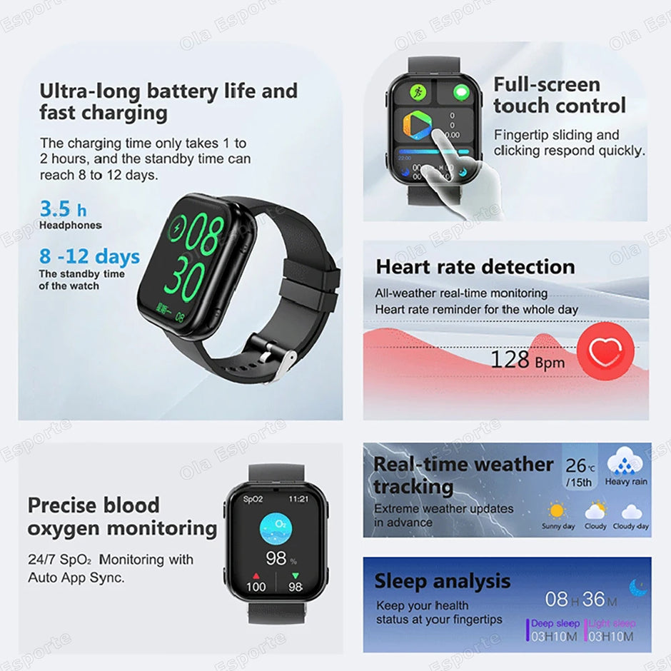 MONTRE CONNECTÉE 2 EN 1 AVEC ÉCOUTEURS BLUETOOTH ET SURVEILLANCE DE LA SANTÉ