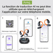 ÉCOUTEURS BLUETOOTH AVEC CROCHET D’OREILLE ET TRADUCTEUR VOCAL IA SANS FIL