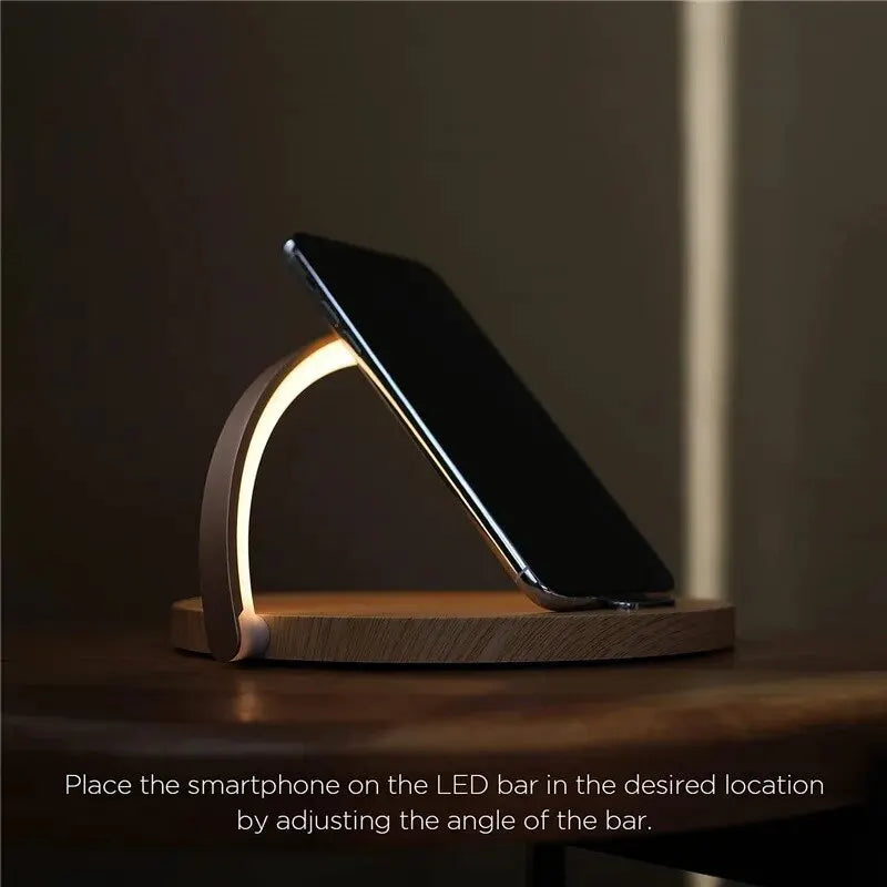 STATION DE CHARGE SANS FIL MULTIFONCTION AVEC SUPPORT TAPIS LAMPE DE BUREAU LED LAMPE DE NUIT TACTILE 10W CHARGE RAPIDE