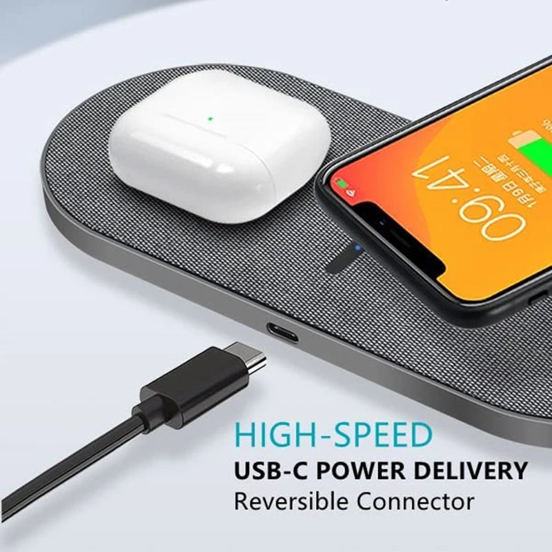 STATION DE CHARGE SANS FIL 2 EN 1 40W TAPIS DE CHARGE RAPIDE DOUBLE