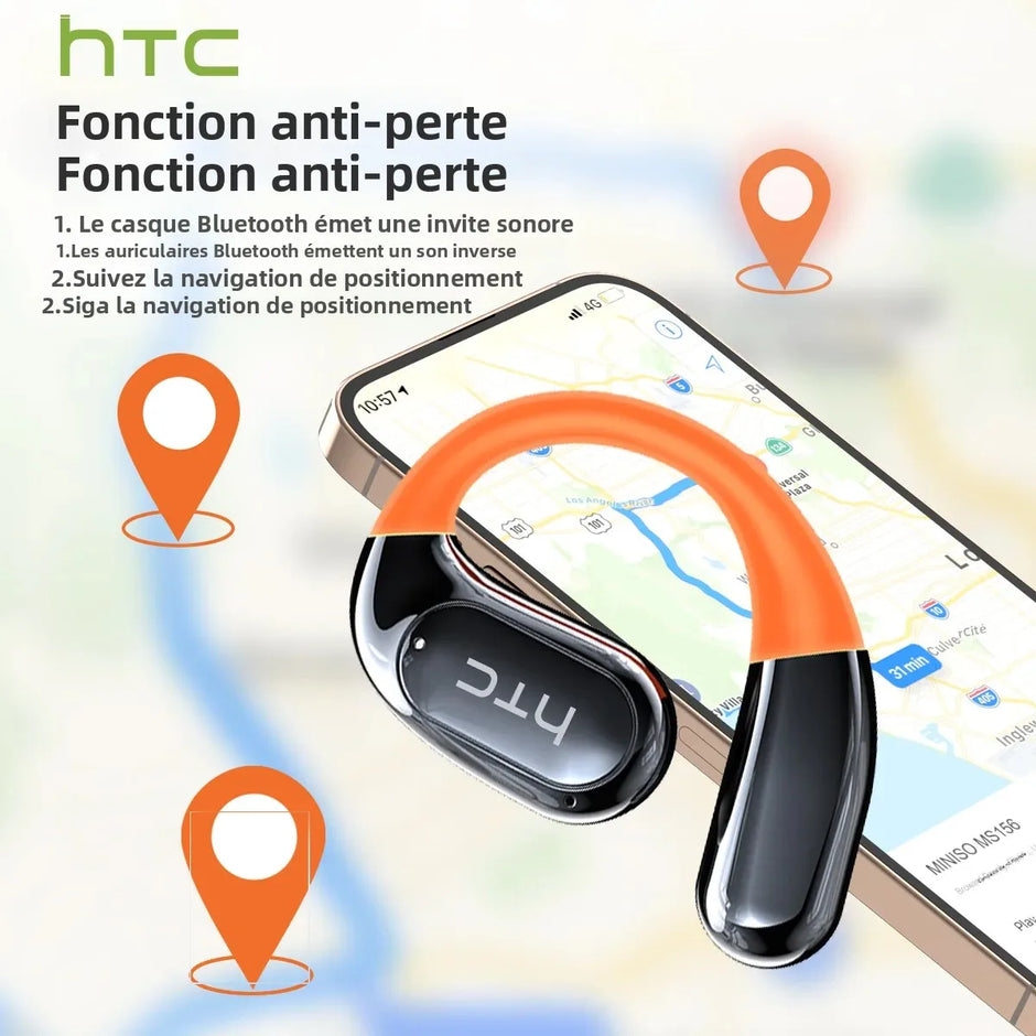 ÉCOUTEURS BLUETOOTH AVEC CROCHET D’OREILLE ET TRADUCTEUR VOCAL IA SANS FIL