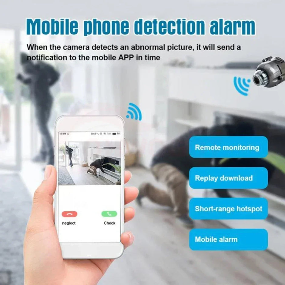 CAMÉRA MINI WIFI 1080P HD SÉCURITÉ INTÉRIEURE GRAND ANGLE PETITE CAMÉRA VISION NOCTURNE SURVEILLANCE MOUVEMENT MICROPHONE MONITEUR BÉBÉ