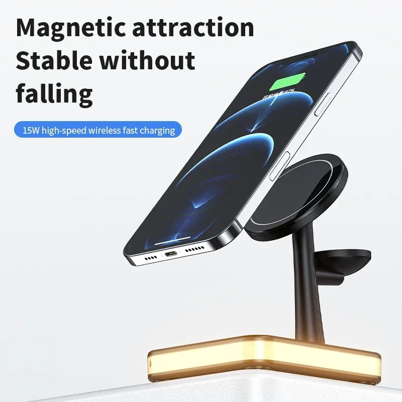 SUPPORT DE CHARGEURS RAPIDES SANS FIL MAGNÉTIQUES 30W 3 EN 1
