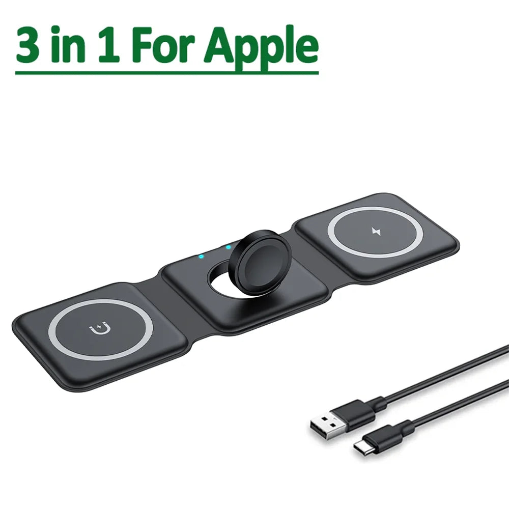 STATION DE CHARGE SANS FIL MAGNÉTIQUE 3 EN 1 POUR IPHONE APPLE WATCH AIRPODS