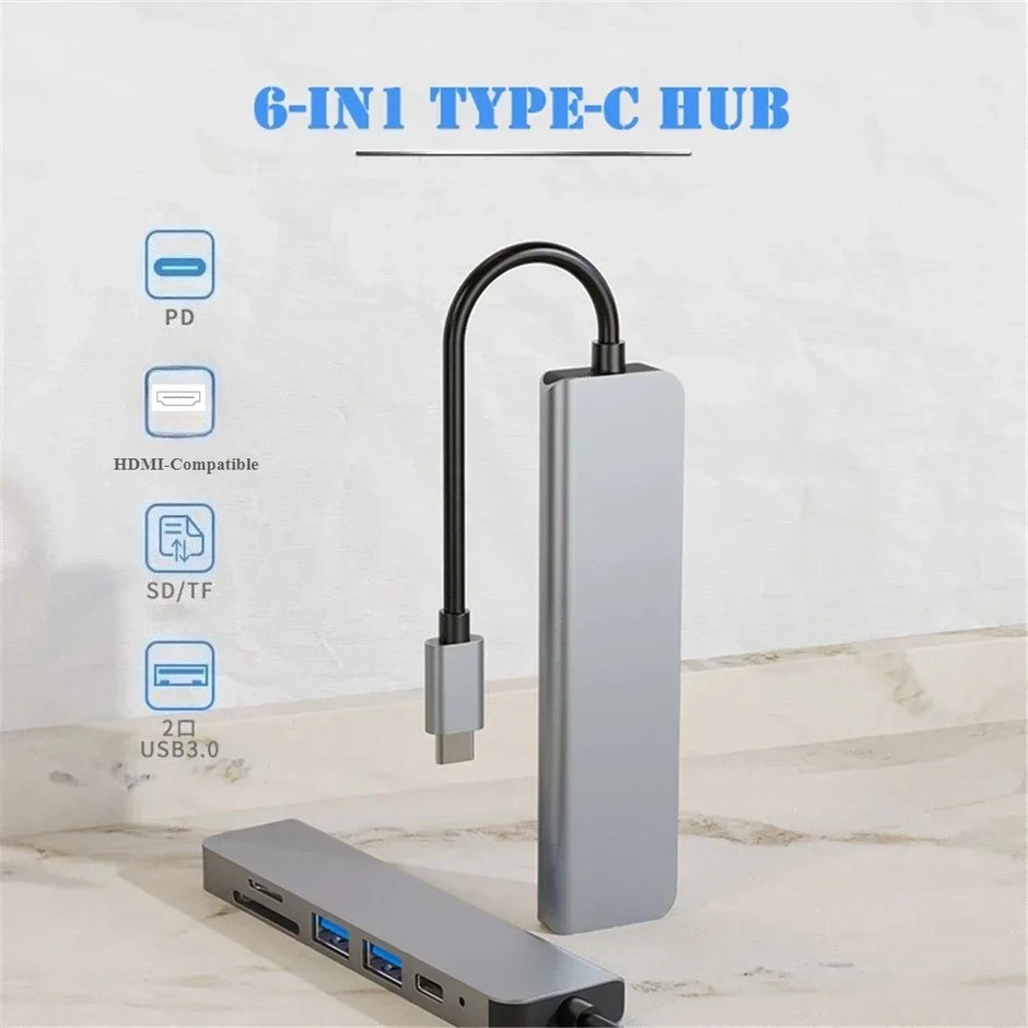 DOCK 6 EN 1 USB 3.0 HDMI-COMPATIBLE HUB USB-C TYPE C 3.0 SPLITTER