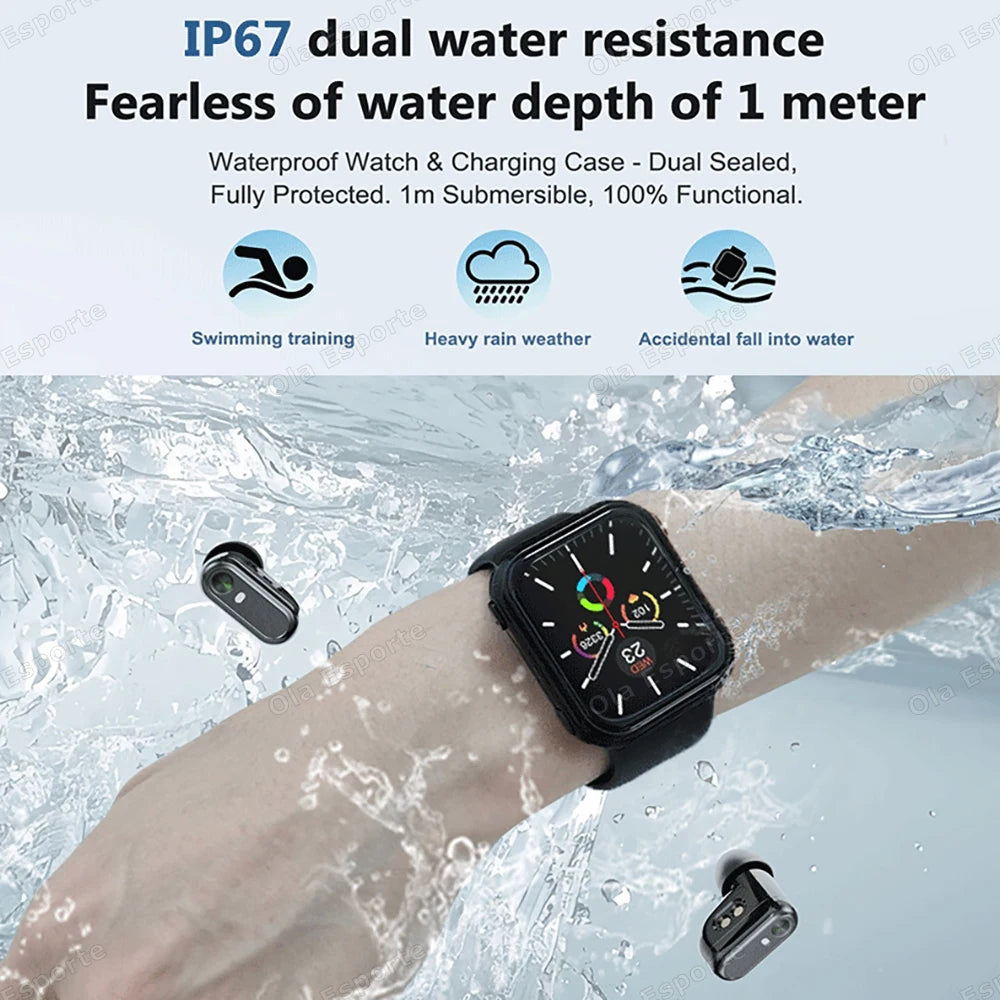 MONTRE CONNECTÉE 2 EN 1 AVEC ÉCOUTEURS BLUETOOTH ET SURVEILLANCE DE LA SANTÉ