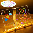 TABLEAU LUMINEUX LED POUR ENFANTS AVEC VEILLEUSE ET STYLOS COLORÉS 7 COULEURS EN ACRYLIQUE DIY