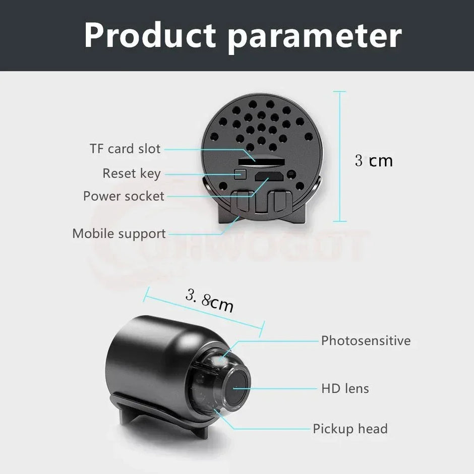 CAMÉRA MINI WIFI 1080P HD SÉCURITÉ INTÉRIEURE GRAND ANGLE PETITE CAMÉRA VISION NOCTURNE SURVEILLANCE MOUVEMENT MICROPHONE MONITEUR BÉBÉ