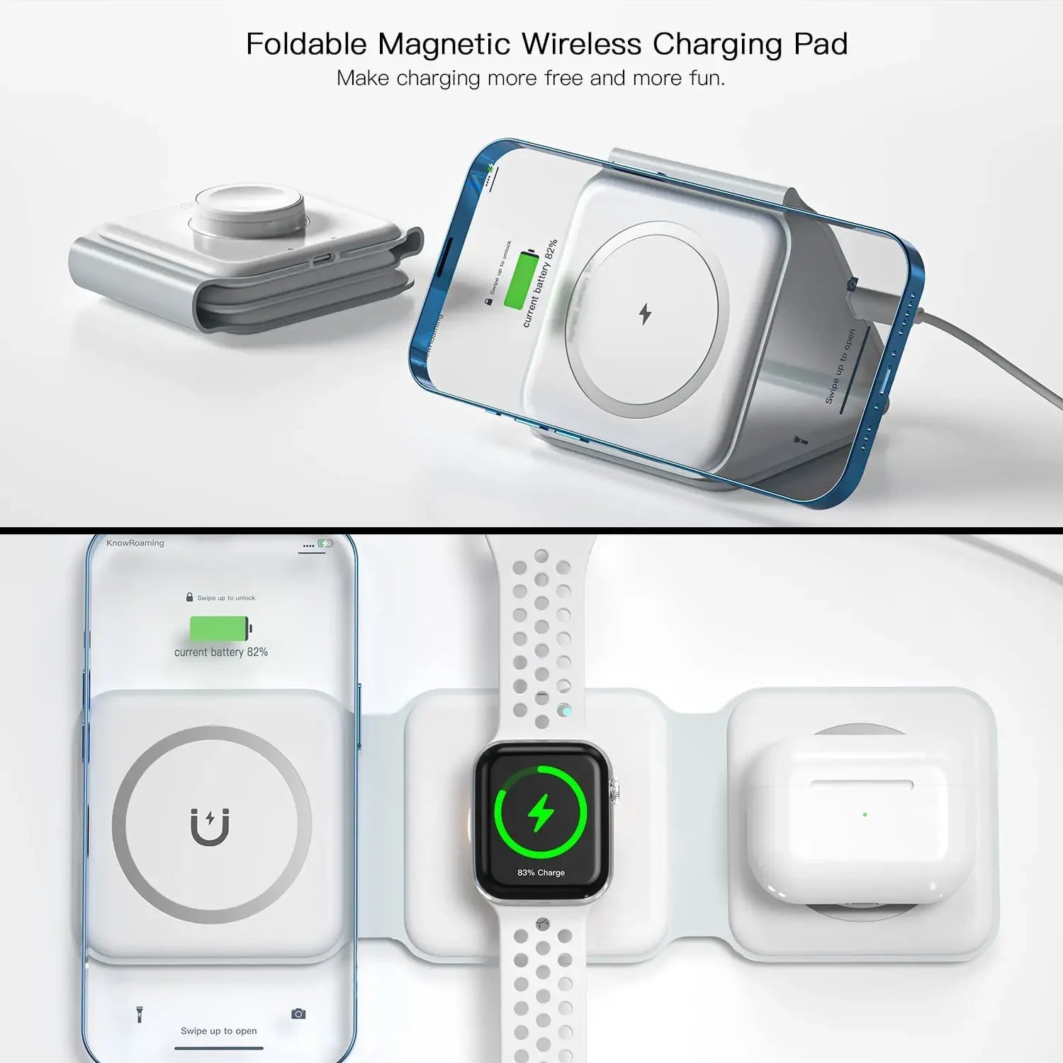 STATION DE CHARGE SANS FIL MAGNÉTIQUE 3 EN 1 POUR IPHONE APPLE WATCH AIRPODS