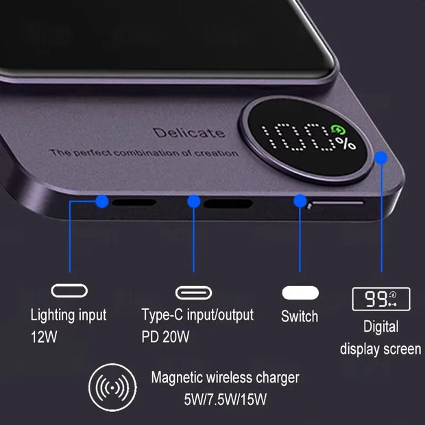 BATTERIE EXTERNE MAGNÉTIQUE MAGSAFE EN ALLIAGE 10000MAH