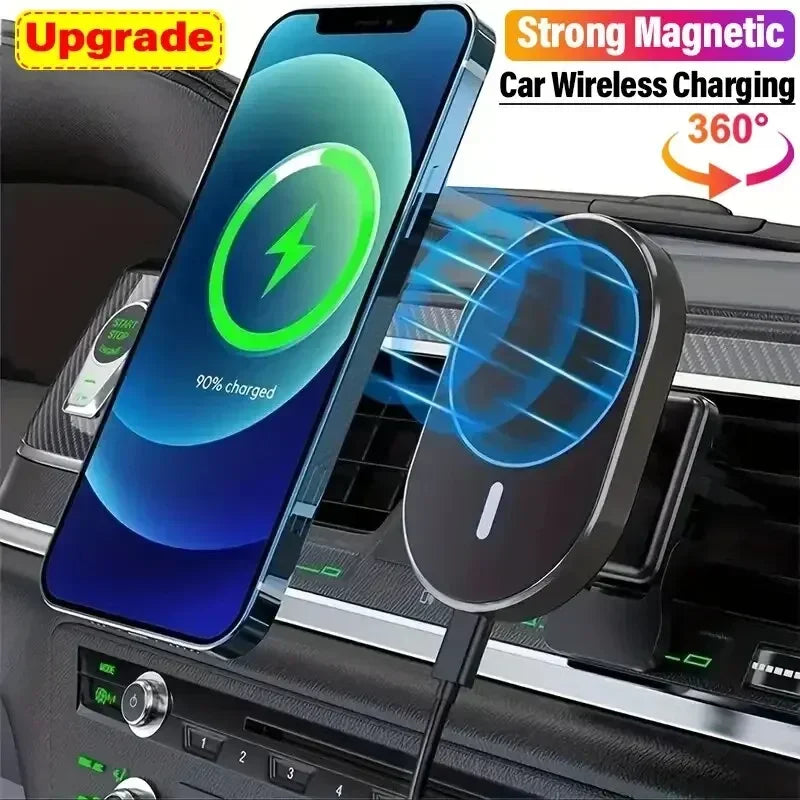 CHARGEUR SANS FIL MAGNÉTIQUE POUR VOITURE MAGSAFE POUR TÉLÉPHONE PORTABLE SUPPORT DE TÉLÉPHONE POUR GRILLE D’AÉRATION