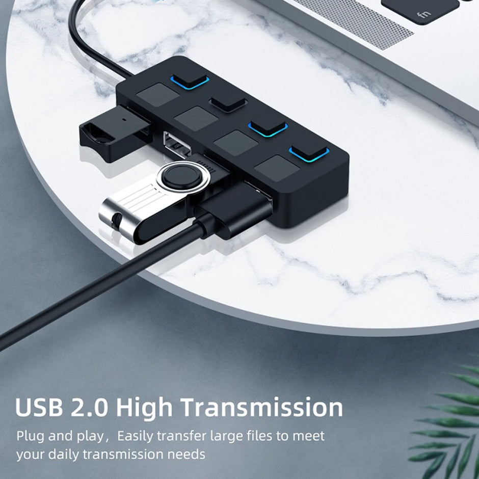 HUB USB 2.0 MULTI-USB RÉPARTITEUR 4 PORTS EXTENSEUR POUR CLÉS USB POUR ORDINATEUR PORTABLE ET PC