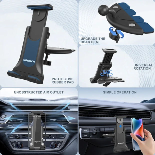 SUPPORT UNIVERSEL POUR TABLETTE DE VOITURE AVEC FIXATION SUR FENTE CD – SUPPORT AJUSTABLE POUR IPAD PRO/AIR/MINI
