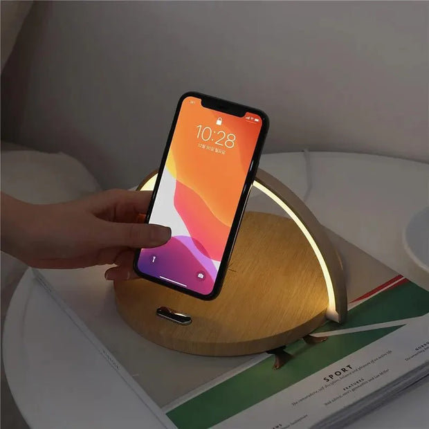 STATION DE CHARGE SANS FIL MULTIFONCTION AVEC SUPPORT TAPIS LAMPE DE BUREAU LED LAMPE DE NUIT TACTILE 10W CHARGE RAPIDE