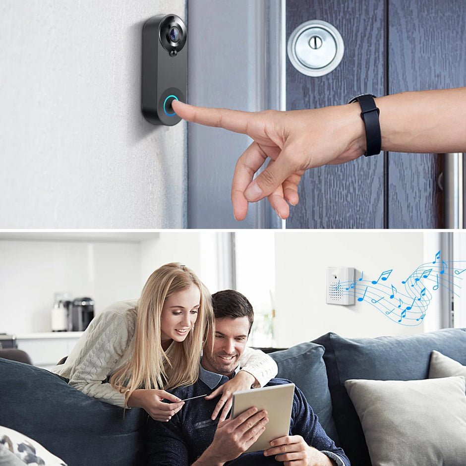 CAMÉRA DE SONNETTE VIDÉO SANS FIL 1080P SÉCURITÉ INTELLIGENTE POUR MAISON DÉTECTION DE MOUVEMENT VISION NOCTURNE INTERPHONE SONNETTE