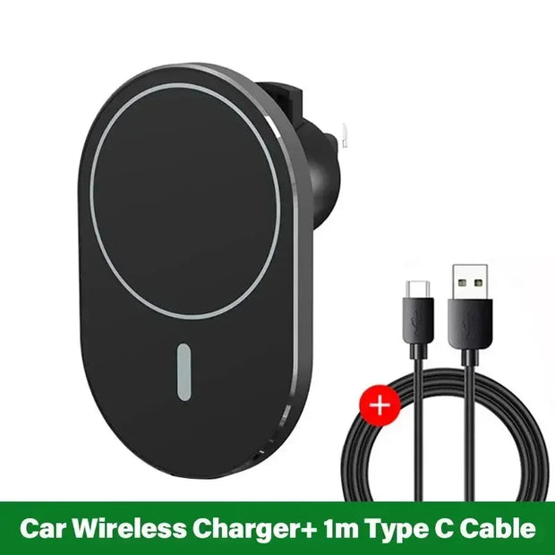 CHARGEUR SANS FIL MAGNÉTIQUE POUR VOITURE MAGSAFE POUR TÉLÉPHONE PORTABLE SUPPORT DE TÉLÉPHONE POUR GRILLE D’AÉRATION