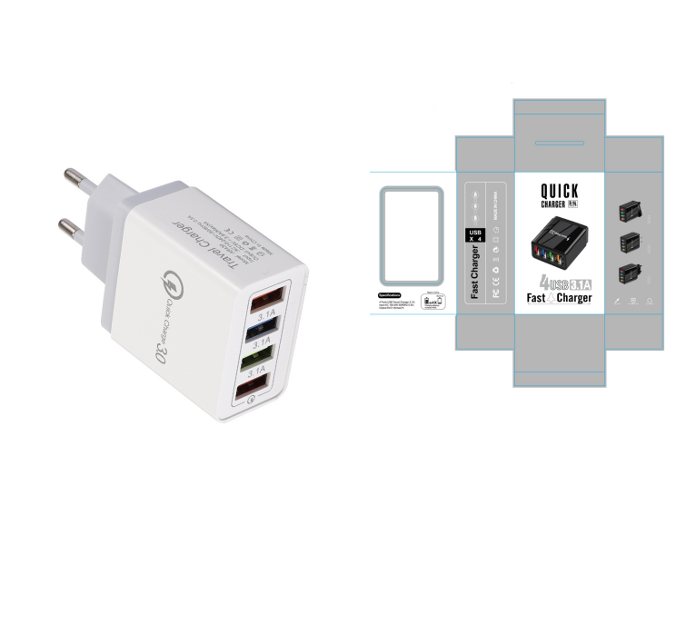 CHARGEUR USB QUICK CHARGE 3.0 ADAPTATEUR 4 PORTS
