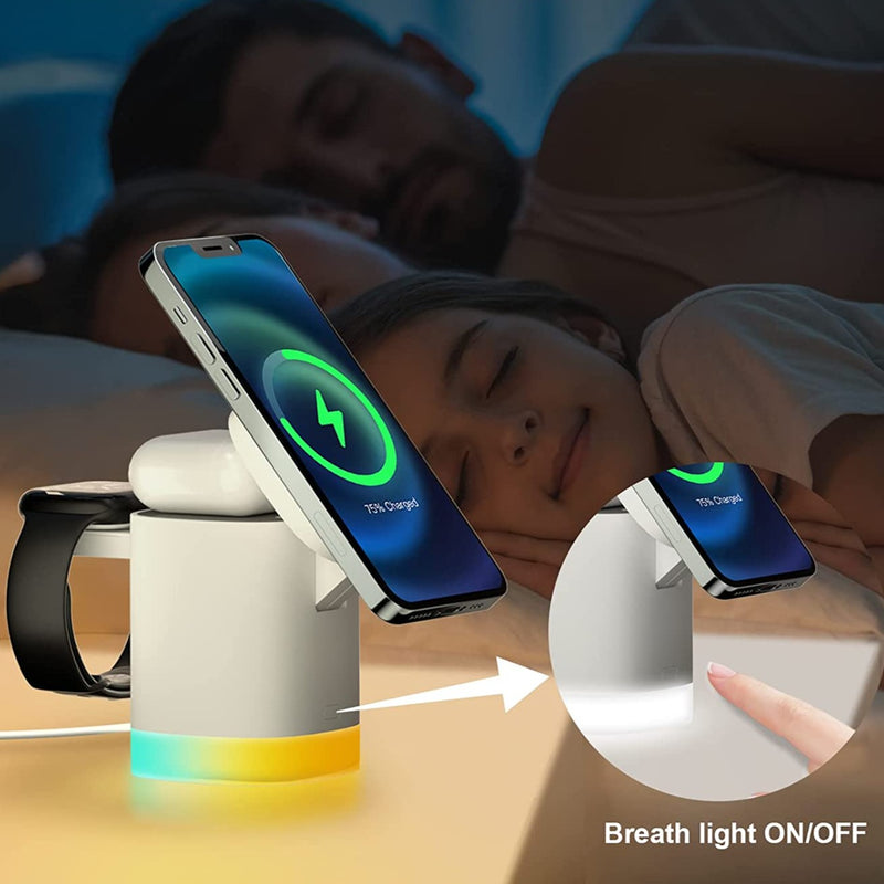 MAGNETIC CHARGEUR SANS FIL 3 EN 1 LUMIÈRE AMBIANTE RGB