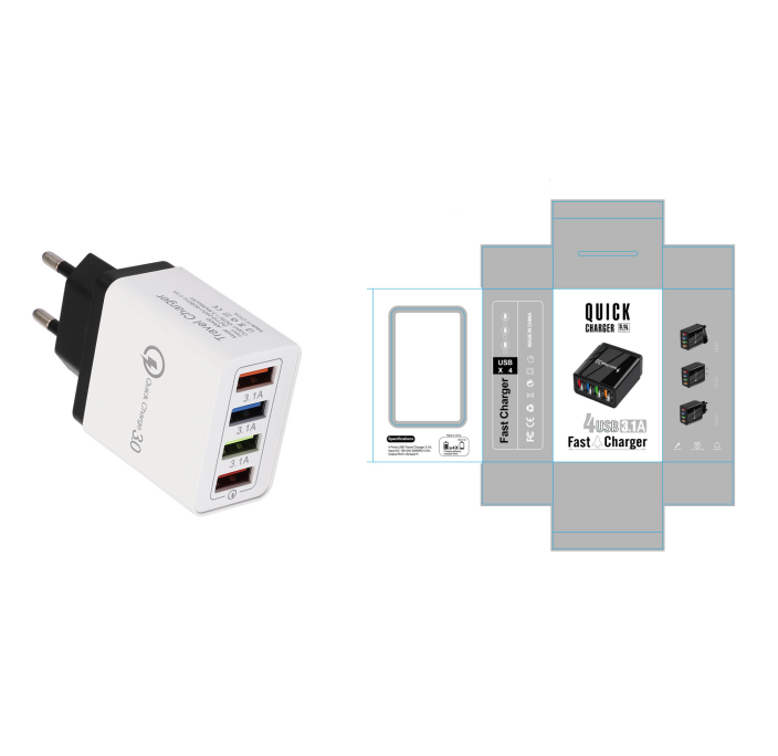 CHARGEUR USB QUICK CHARGE 3.0 ADAPTATEUR 4 PORTS