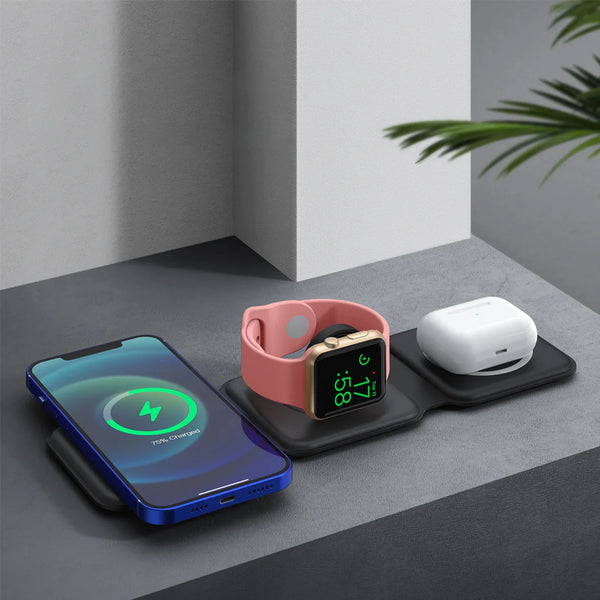 CHARGEUR SANS FIL MULTIFONCTION MOBI 3-EN-1 15W STAND